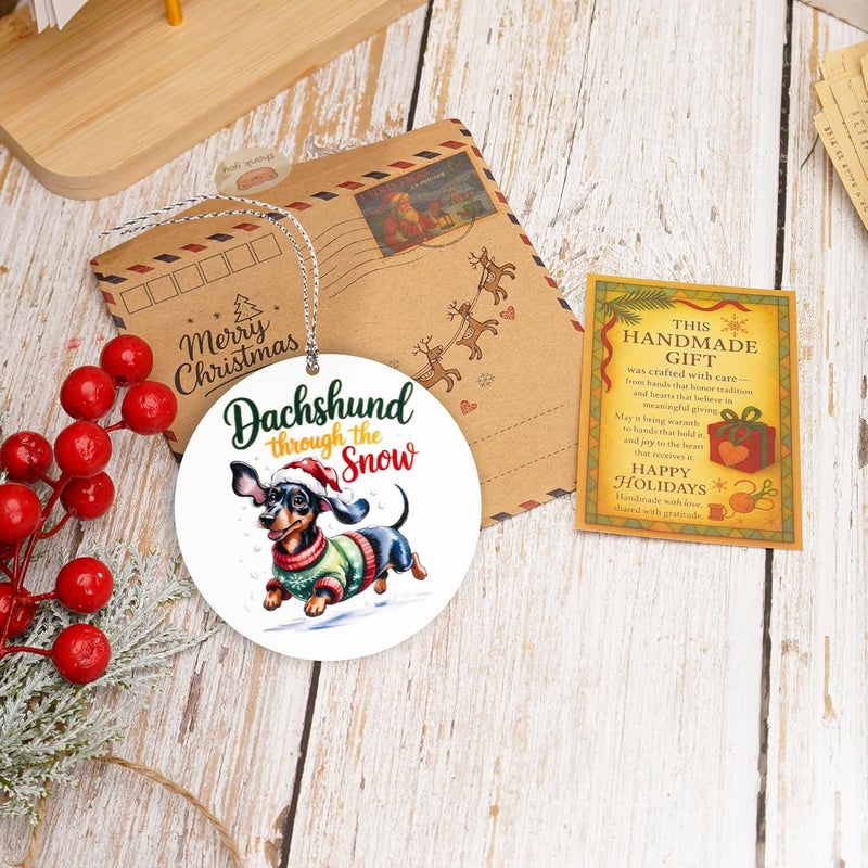 NELXI Dachshunds Gifts for Women, Dachshund Valentines Acrylic Ornament Christmas Holiday Hanging Decor Cute Wiener Dog Illustration Keepsake Pet Lover Tree Display Seasonal Home Accent - Image 3